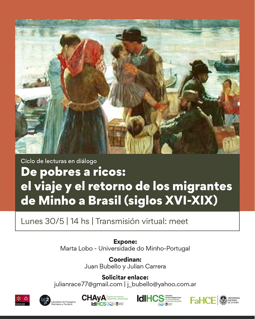 Cycle of lectures in dialogue "From the poor to the rich: the journey and the return of migrants from Minho to Brasil (centuries 16th-19th)" image