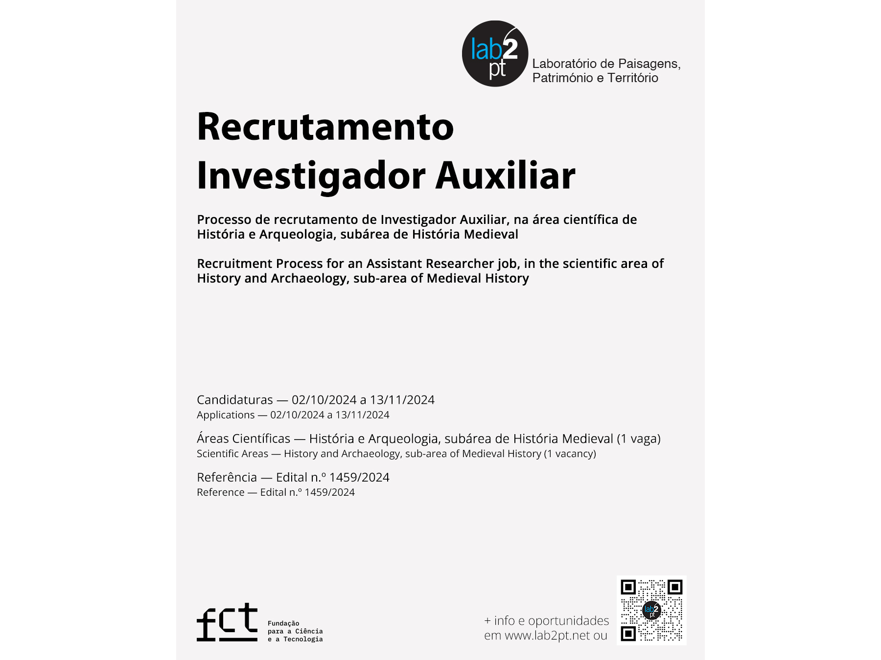 International competition, for the recruitment of Assistant Researcher, in the scientific area of ​​History and Archeology, sub-area of ​​Medieval History image