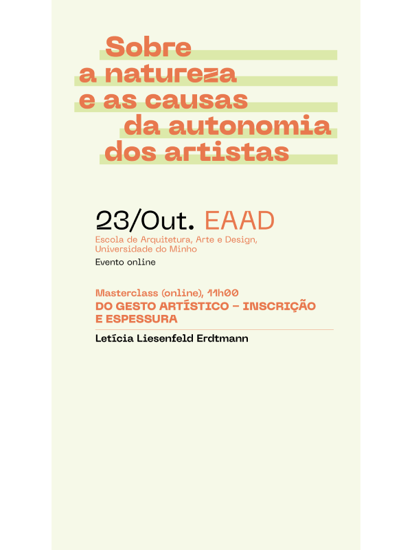 Masterclass "On the artistic gesture - Inscription and Thickness" |  On the nature and causes of artists’ autonomy 2024 - 2nd edition image