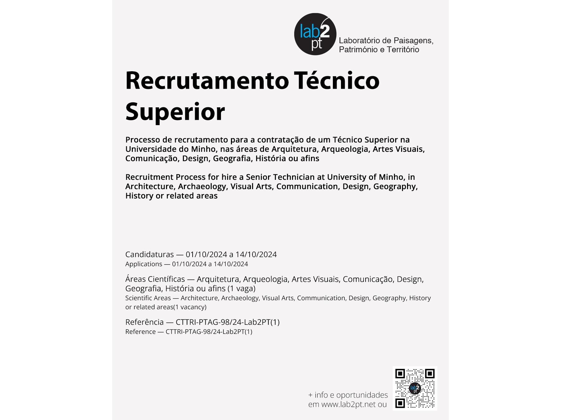 Recruitment Process for hire a Senior Technician in Architecture, Archeology, Visual Arts, Communication, Design, Geography, History or related areas image